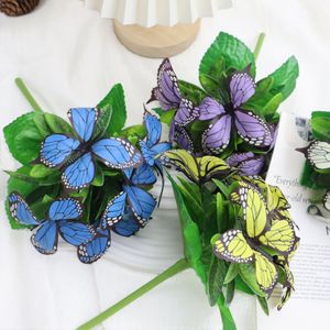 Fleurs artificielles papillon à tige unique, bouquet de fleurs séchées en plastique, décoration de mariage, décoration intérieure, accessoires de photographie en extérieur - Product Image 4
