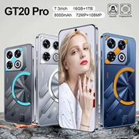 Nouveau Smartphone Android 14 OLED GT20 Pro 7,3 pouces 16+1 To 2K 144Hz 108MP 7800mAh LTE CDMA Prix Bas Téléphone Transfrontalier