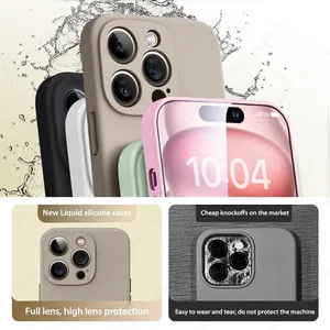 <span class=keywords><strong>Funda</strong></span> de silicona líquida con protección para cámara de 2mm para <span class=keywords><strong>IPhone</strong></span> 15 14 13 12 <span class=keywords><strong>11</strong></span> Pro Max Plus, <span class=keywords><strong>funda</strong></span> de parachoques suave a prueba de golpes, accesorios para teléfono - Product Image 4