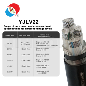 Câble en aluminium YJLV22, blindé avec bande d'acier STA, isolation XLPE 0,6/1 kV, gaine en PVC, câble d'alimentation - Product Image 6