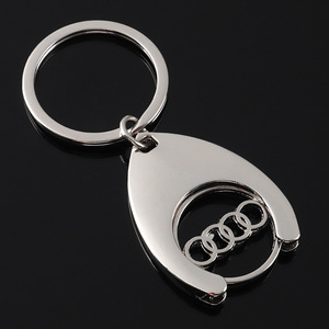 Porte-clés transfrontaliers en alliage de zinc électroplaqué avec logos de voitures <span class=keywords><strong>Mercedes</strong></span>-Benz et Audi, jetons de chariot de supermarché et anneaux porte-clés - Product Image 3