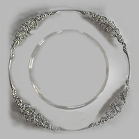 Assiettes de présentation en plastique transparent personnalisées pour gâteaux aux fruits, assiettes perlées en plastique avec bord doré, vente en gros
