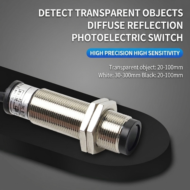 Diffuse Reflective Photoelectric Sensor Infrared Transparent Object Detection Switch Fast Response Industrial Sensor