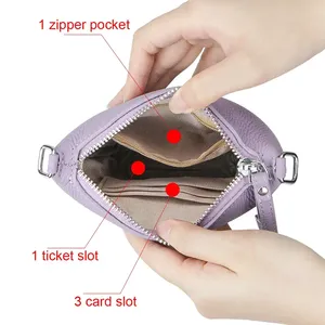 Sac bandoulière en cuir véritable AndoBag, sac à main pour femme de couleur unie, sac de téléphone portable simple et tendance 1852 - Product Image 4