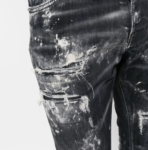 MC Build Jeans Personalizzati Y2K Street Retro da <span class=keywords><strong>Uomo</strong></span> Lavati Spessi Vintage Strappati Vestibilità <span class=keywords><strong>Skinny</strong></span> Effetto Consumato <span class=keywords><strong>Pantaloni</strong></span> in Denim da <span class=keywords><strong>Uomo</strong></span> - Product Image 3