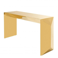 Table console de luxe et élégante Table d'entrée entièrement en acier inoxydable doré brillant pour meubles de salon