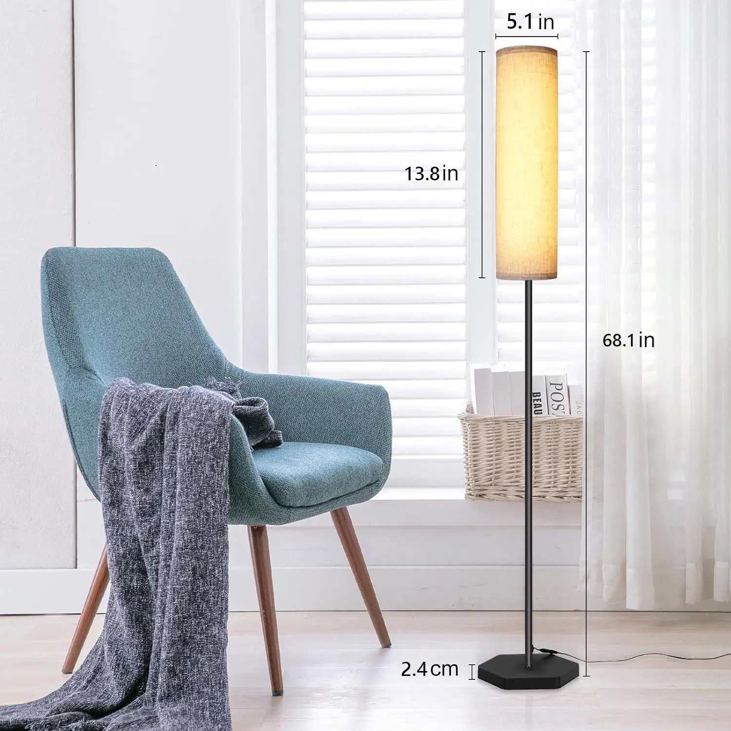 Living room Floor Lamp Modern Dimmable Reading Light nordic design fabric lampshade standing floor lamp for Bedroom