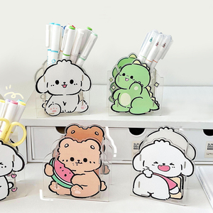 Porte-stylos en acrylique transparent grande capacité personnalisé, boîte de rangement de bureau pour étudiants, motif dessin animé mignon, artisanat en plastique, papeterie NASNAK - Product Image 2