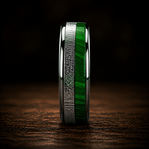 Anillo de Eternidad Moderno de Acero Inoxidable con Incrustaciones de Meteorito y Malaquita, Ajuste Cómodo, para Hombre y <span class=keywords><strong>Mujer</strong></span>, para Boda o Compromiso, Venta al Por Mayor JLM - Product Image 2
