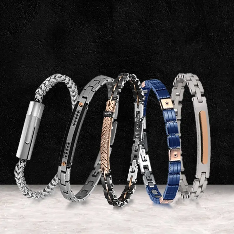 Luxury Jewels Italy 316l Stainless Steel Bracelets Zircon Black Rose Gold Fashion Men Jewels Ceramic Bracelet European