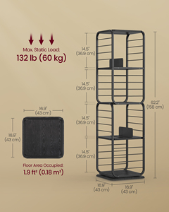 Étagère d'<span class=keywords><strong>angle</strong></span> rotative à 4 niveaux pour métal avec serre-livres, bibliothèque moderne multifonctionnelle sur pied - Product Image 5