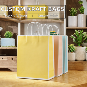 Sacs cadeaux en papier kraft imprimés de qualité supérieure, emballages de luxe personnalisés et recyclables avec longues poignées pour bijoux et artisanat - Product Image 2