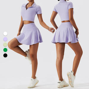 Großhandel Custom Logo 2 Stück Tennis Kleid Yoga Set Female Gym Fitness Set Sport Wear Frauen Tennis Röcke Set - Product Image 1