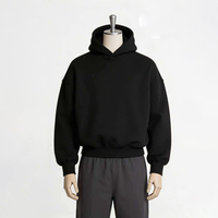 Sweat à capuche personnalisé de haute qualité en molleton bouclette épais 450 g/m², coupe ample et courte, noir, pour fabricant