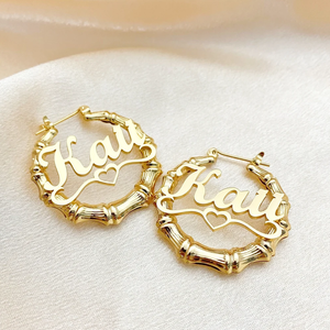 Targhetta con ciondolo collana orecchini di torsione con nome personalizzato Hip Hop <span class=keywords><strong>Set</strong></span> gioielli gioielli personalizzati regalo per donne bambini - Product Image 5