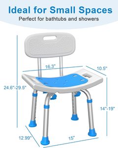 Silla de Ducha Resistente de 400 lb, Taburete de <span class=keywords><strong>Baño</strong></span> Médico con Respaldo Extraíble y Altura Ajustable para Personas Mayores, <span class=keywords><strong>Asiento</strong></span> de Seguridad para Bañera - Product Image 3