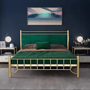 Nuevo diseño casa muebles de dormitorio individuales y dobles hotel cama de metal para la venta
