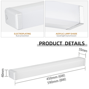 Modern Minimalist Aluminum LED Mirror Lamp Warm White 3500K IP44 Surface Mounted Bathroom Vanity <b>Lighting</b> - Product Image 3