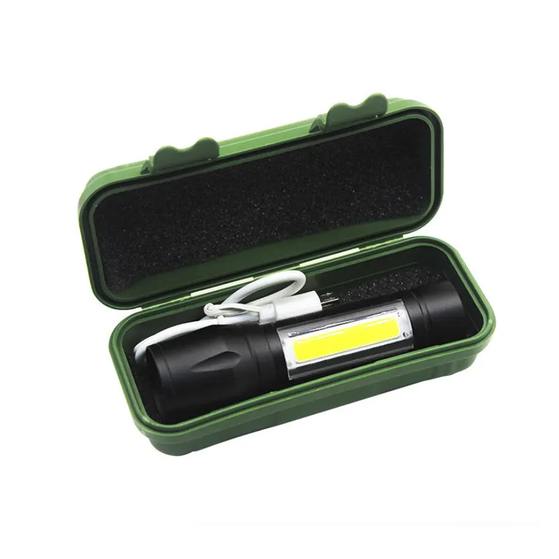 Led Rechargeable Flashlight Promotional Portable Torch Light XPE COB Ultra Bright USB Rechargeable Mini Torch LED Flashlight