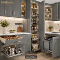 Meubles de cuisine modulaires en MDF avec panneaux mélaminés et évier en acier inoxydable pour projets d'appartements et de villas – Approvisionnement direct usine