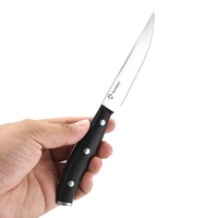 Ensemble de 6 couverts à steak en acier inoxydable, couteaux à steak dentelés tranchants, écologiques, argentés, pour 6 personnes
