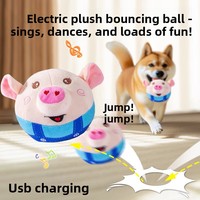 2026 ODM OEM Peluche de luxe en forme de chien de dessin animé, balle électrique USB intelligente et interactive pour animaux de compagnie, qui saute, chante et rebondit, pour l'entraînement automatique