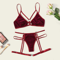 Amazon Migliore Vendita nuovo design creativo pleuche sexy due pezzi a tre punti tentazione di vedere attraverso lingerie