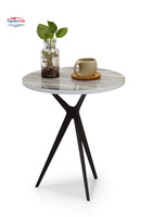 Table d'appoint minimaliste asymétrique forme bizarre bureau à domicile salon salle à manger pieds en métal chevet blanc