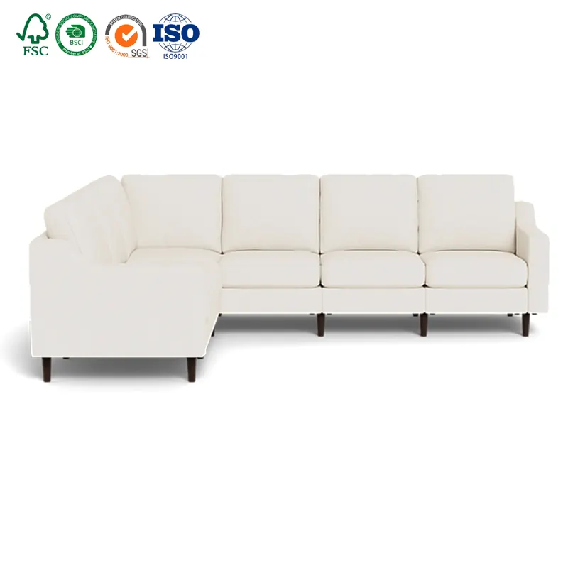 Italienische Luxus moderne weiße l-Form Ecke modular grau KD Montage Sofa Set Möbel