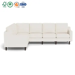 Italian luxury modern white l shape corner modular grey KD assembly sofa set furniture