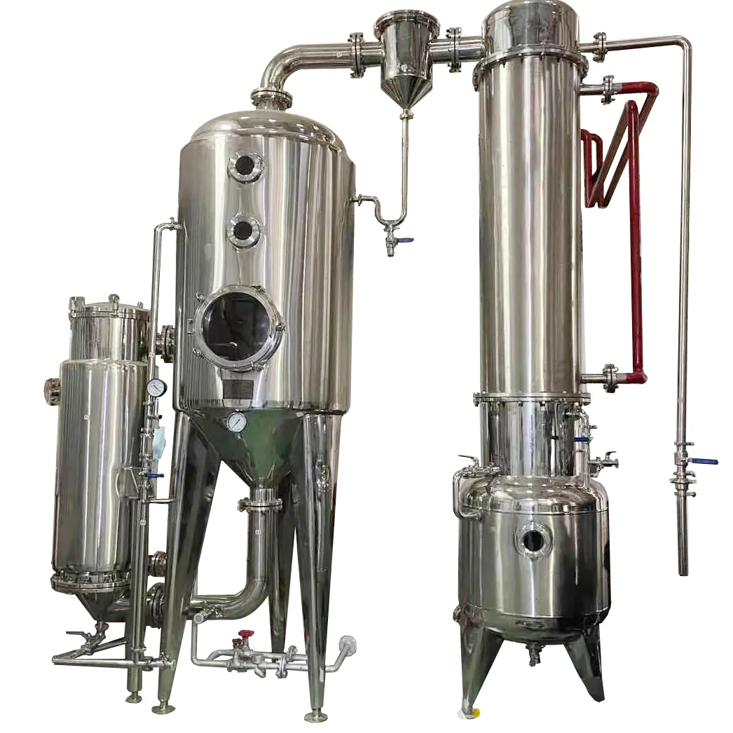 Herbal extractor and concentrator tank falling film effect evaporator vacuum