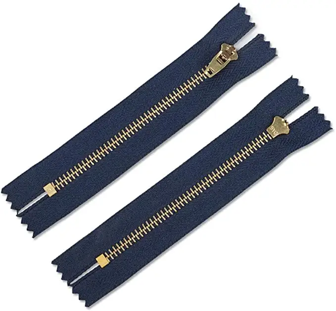Accessori per abbigliamento all'ingrosso 5 # doppia cerniera in metallo oro lucido chiusura lampo in metallo bangladesh