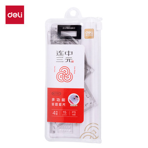 Deli Multi Function Ruler Set 15cm Ps Material For Student Exam Drawing Painting - Product Image 1
