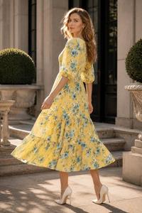 Robe d'été à imprimé floral pour femme, look bohème élégant pour les escapades à la plage, les voyages, les réunions en jardin et plus encore - Product Image 2