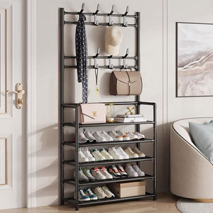 Zapatero Moderno de Estilo Minimalista con <span class=keywords><strong>Perchero</strong></span>, Diseño de Doble Fila de Ganchos, <span class=keywords><strong>Perchero</strong></span> Metálico para Colgar Ropa - Product Image 3