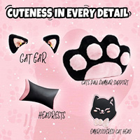Hello Cat Cute Gaming Chair Ergonomic Computer Chair European Lovely Pink Game Chair With Footrest for Girl