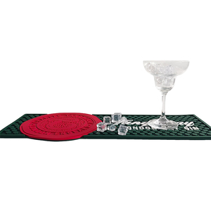 Customizable PVC <b>Silicone</b> Bar <b>Mat</b> Rubber Beer Rail <b>Mat</b> Spill Proof Drip Tray Non Slip Service Pad with Logo - Product Image 2