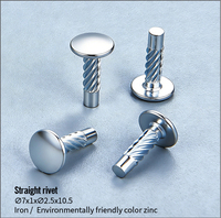 Vis à rivets hélicoïdaux moletés en alliage de zinc écologique moderne pour meubles 7x1x2.5x10.5mm, plaqué zinc
