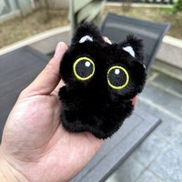 Tondiamo Duurzame Zwarte Kat Pluche Sleutelhanger Tas Charm Valentijnsdag Kawaii Cadeau Accessoires
