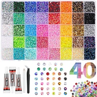 Venta al por Mayor de Piedras de Resina Planas de 40 Colores, 3mm, Juego de Colores Variados, Kit de Bricolaje para Decoración de Uñas