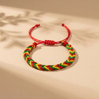 Bracelet Rasta Jamaïcain tressé fait main, réglable, rouge, jaune, vert, en corde tressée, pour homme et femme, cadeau de bijoux
