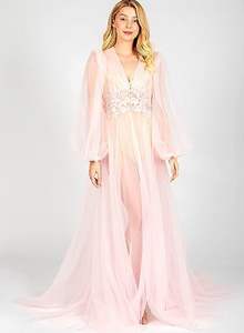 S8366F Vestaglia Lunga in Tulle per Sposa, Abbigliamento Intimo per <span class=keywords><strong>Donne</strong></span> in Gravidanza, Vestaglia per Servizi Fotografici, Camicia da Notte Fantasia - Product Image 4