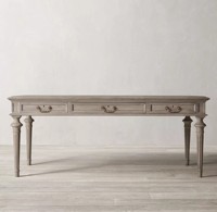 Escritorio de Caligrafía de Madera Maciza de Roble Estilo Francés-Americano RH, Escritorio Móvil para Oficina/Hogar, Escritorio para Escribir/Computadora con Acabado Antiguo, Hecho en Shanghái