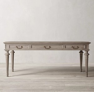 Scrivania in Legno Massello di Quercia Stile Francese-Americano RH, Scrivania Mobile per Ufficio/Casa, Finitura Anticata, Prodotta a Shanghai - Product Image 5
