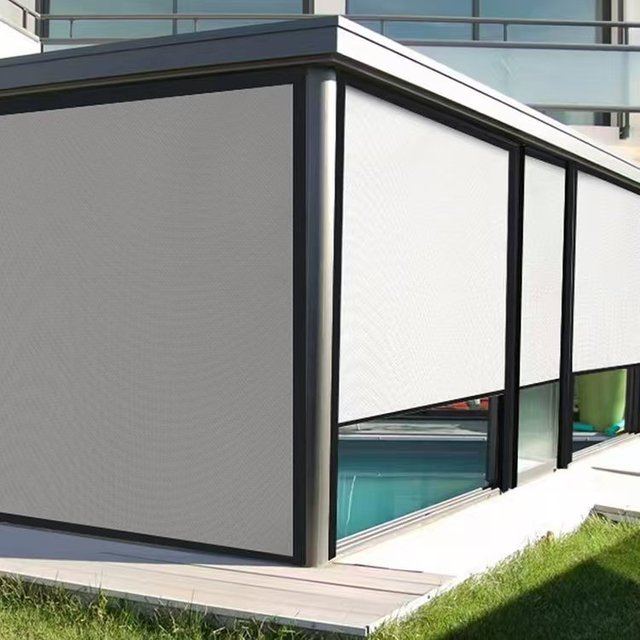 Sunshade Windproof Roller Blinds Outdoor Zip Screen Heat Reflective External Blinds for Cooling Patio and Reducing Energy Cost