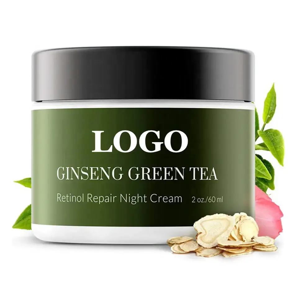 OEM Night Skin Repairing Moisturizer crema viso sbiancante al tè verde crema riparatrice per la pelle al Ginseng