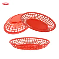 Красный маленький пищевой Овальный набор пластиковой посуды для чая корзина для хлеба