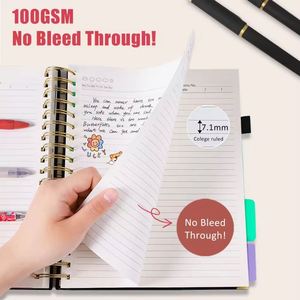 <b>A5</b> Custom Printing Debossed Logo 80°Lay Flat 5 Subject Hardcover <b>Spiral</b> <b>Notebook</b> Journal with Dividers Tabs - Product Image 4