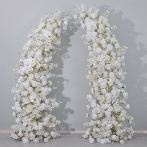 Colonnes de fleurs artificielles pour mariage : roses blanches, orchidées, gypsophile – Décoration florale en soie pour scène – Vente directe usine en gros - Product Image 1