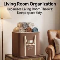 Sac de rangement pliable en tissu Oxford pour vêtements, avec fermeture éclair, poignée, fenêtre d'étiquetage, anti-poussière, organisateur de couettes et literie, pour déménagement et armoire, design moderne